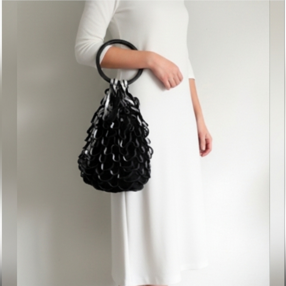Salvatore Ferragamo Black and Silver Suade Net Bag - Picture 11 of 11